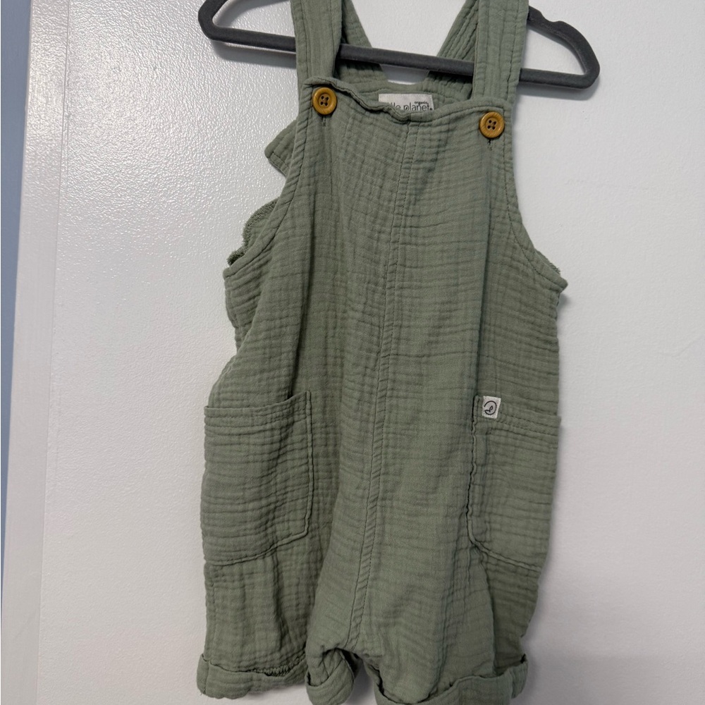 Stylish Olive Kids Overalls with Button Accents